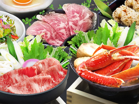 かに＆近江牛のWすき鍋のご昼食