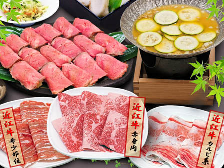 近江牛食べ比べしゃぶしゃぶと塩釜肉寿司食べ放題